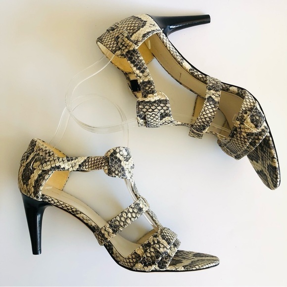 Via Spiga Hilda Snake Embossed T-Strap Sandal - Picture 7 of 14